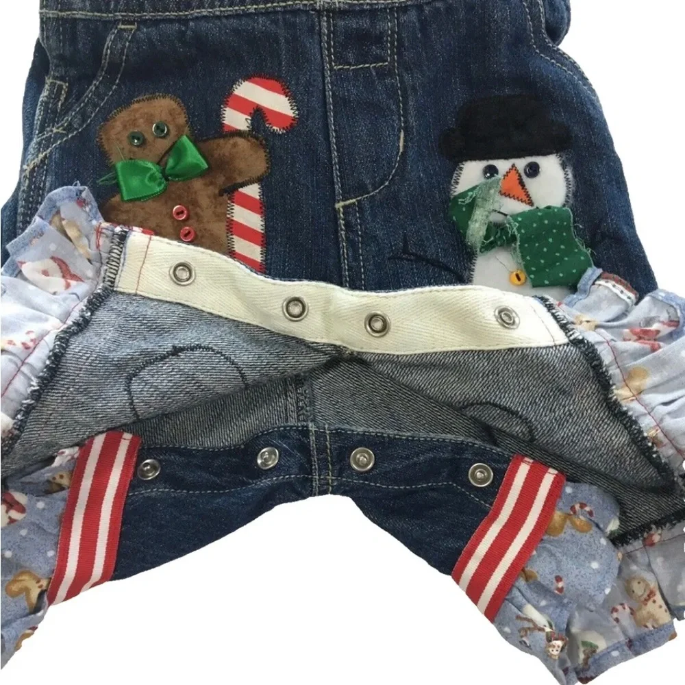 Oshkosh B’gosh Overalls Baby Christmas Holiday 3 Months Embellished Snowman Bell